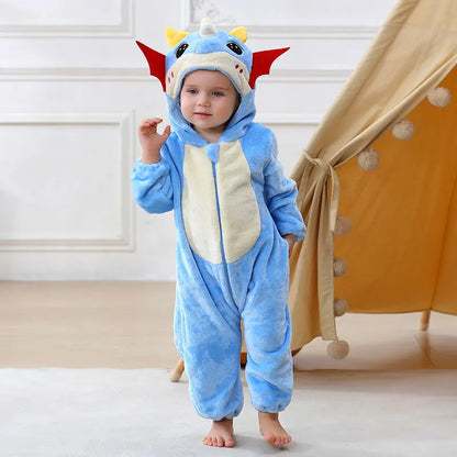 Cartoon Flannel Baby Rompers Unicorn Rabbit Dinosaur Pajamas Cotton Baby Boy Girls Animal Costume Baby Jumpsuit Kigurumi Outfits