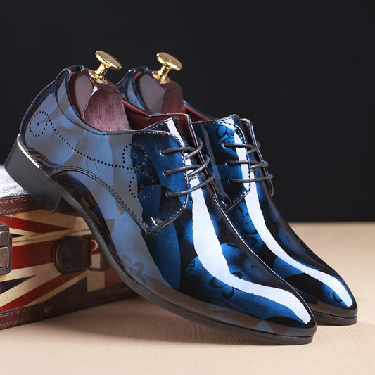 Luxury Men Oxford Shoes Retro Floral Pattern Men Dress Shoes Fashion Lace-Up Flats High Quality Business Men Party Wedding Shoes