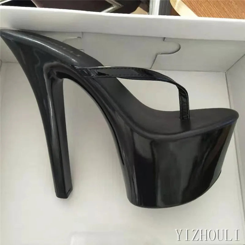 Stylish 15cm princess slippers for the summer, sexy nightclub heels, and 6-inch stiletto slippers with lacquered heels
