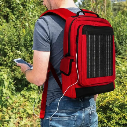 High-tech Unisex Portable Solar Backpack with Charging Port Smart Outdoor Bag Powered by Solar Panels