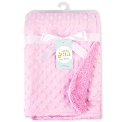 Newborn Baby Blanket Warm Fleece Thermal Soft Stroller Sleep Cover White Pink Beanie Infant Bedding Swaddle Wrap Kids Bath Towel