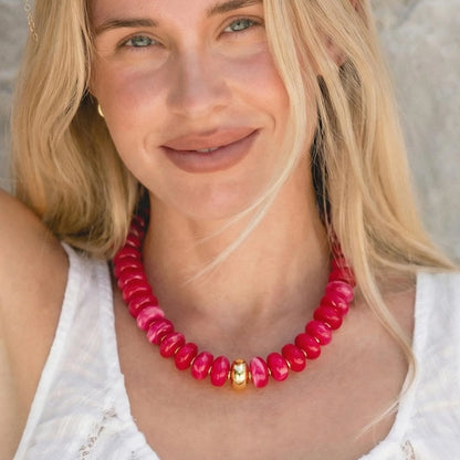 Chunky Colorful Beaded Choker Necklace Women Summer Trendy Round Resin Beads Chain Necklaces Statement Jewelry Gift for Vacation