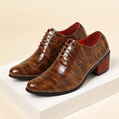 Luxury Red Men’s Dress Shoes Elegant High-Heeled Leather Shoes For Men Pointed-toe Comfortable Formal Shoes Man Oxfords Shoes