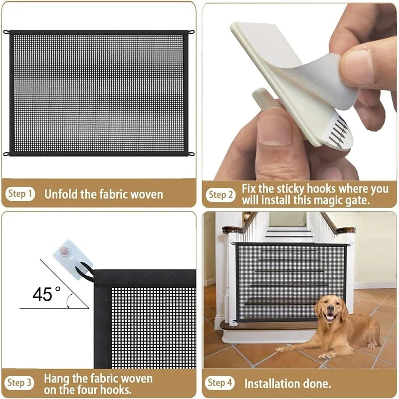 Dog Fence Dog Gate Ingenious Mesh For Indoor and Outdoor Safe Pet Dog gate Safety Enclosure Pet supplies baby safety gate