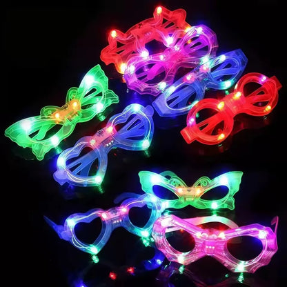 6pcs Led Luminous Glasses Light Up Glasses 6 Shapes of Glasses Flashing Glow in The Dark Party Supplies Favor Birthday Halloween