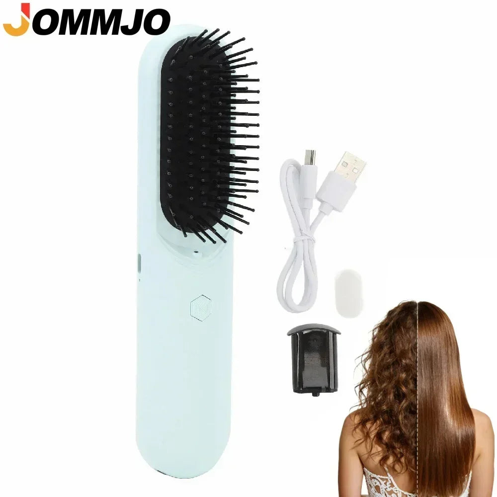 Steam Electric Hair Straightening Brush, Air Cushion Spray Massage Detangler Comb for Frizzy Damaged Hair Styling & Care