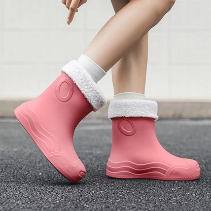 Lightweight rain boots for women, mid tube Japanese rain boots, anti slip, waterproof, wear-resistant thick soled rubber shoes,