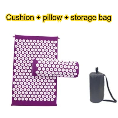 Acupressure Mat Massage Mat Pillow Set Applicator for Neck Foot Yoga Mat with Needle Back Cushion