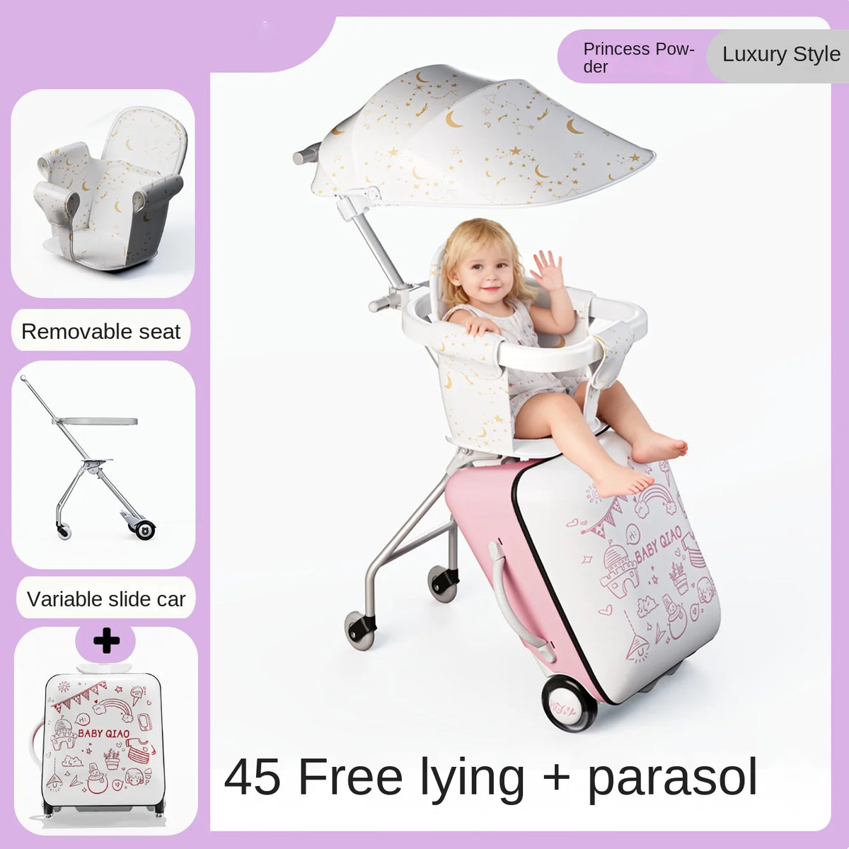 Children Travel Suitcase PP Material Sit to Ride On Rolling Luggage Carry-on Cabin Suitcase for Kids