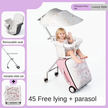 Children Travel Suitcase PP Material Sit to Ride On Rolling Luggage Carry-on Cabin Suitcase for Kids