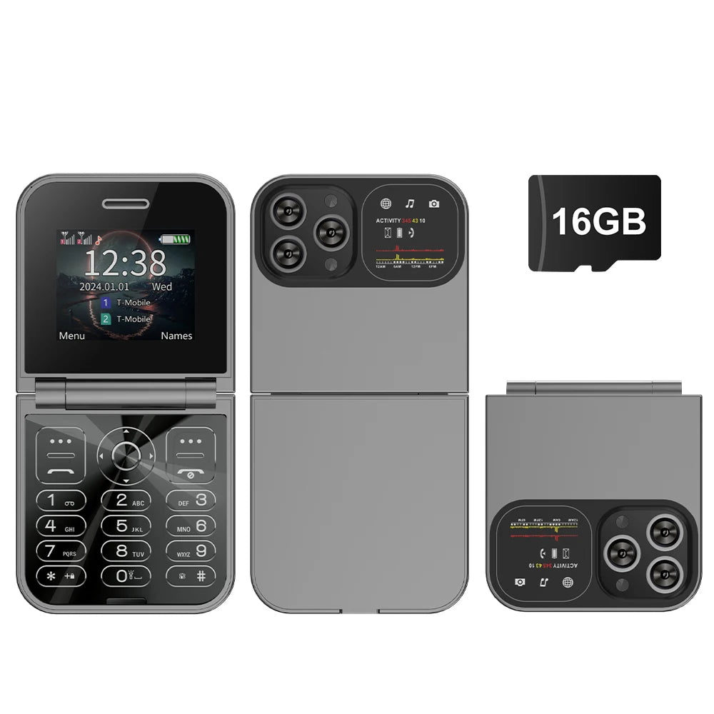 SERVO Classic Small Flip Mobile Phone 2G Dual SIM Card Blacklist Speed Dial 2.0" Screen 180° Fold Button Cellphones New Upgrade