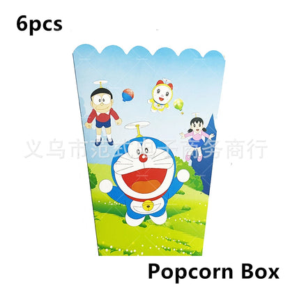 Doraemoned Balloons Cartoon Blue Jingle Cat Party Decoration Supplies Happy Birthday Banner Disposable Tableware Kid Cake Topper