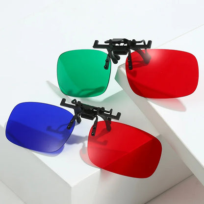 Red Green Blue 3D Glasses Clip Foldable Prescription Glasses for 3D Movies Gaming TV Strabismus Correction Amblyopia Training
