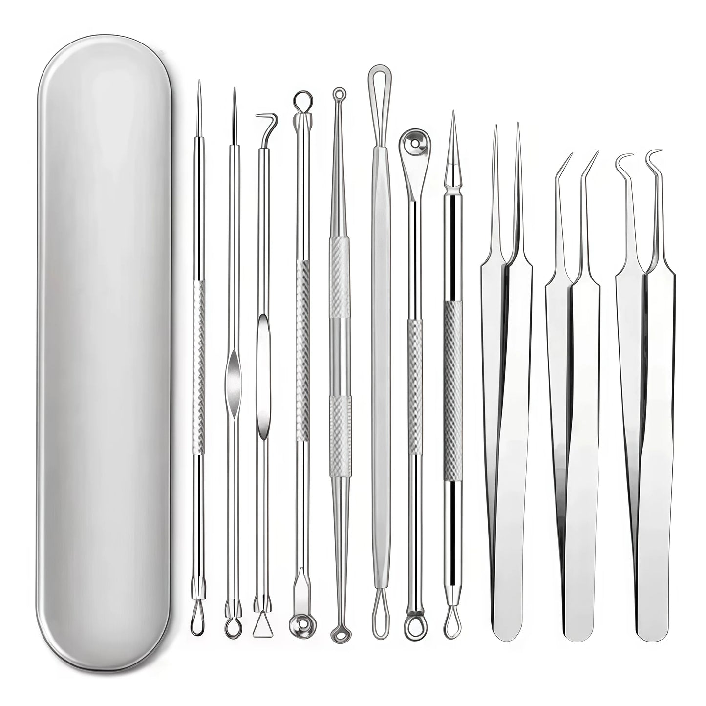 4-11Pcs Ingrown Hair Tweezers Acne Blackhead Removal Needles Black Dots Cleaner Deep Cleansing Pore Cleaner Face Skin Care Tools