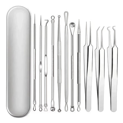 4-11Pcs Ingrown Hair Tweezers Acne Blackhead Removal Needles Black Dots Cleaner Deep Cleansing Pore Cleaner Face Skin Care Tools