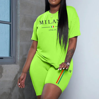2026 Popular Women's T-shirt Shorts Tracksuit High Quality Summer Home Outdoor Casual Sport 2pcs Set Gym Fitness Outfits