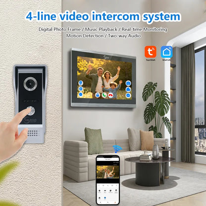 ANJIELO Tuya Smart Video Intercom System  IPS Monitor IP65 Waterproof Doorbell Two-Way Audio Motion Detection Digital Photo