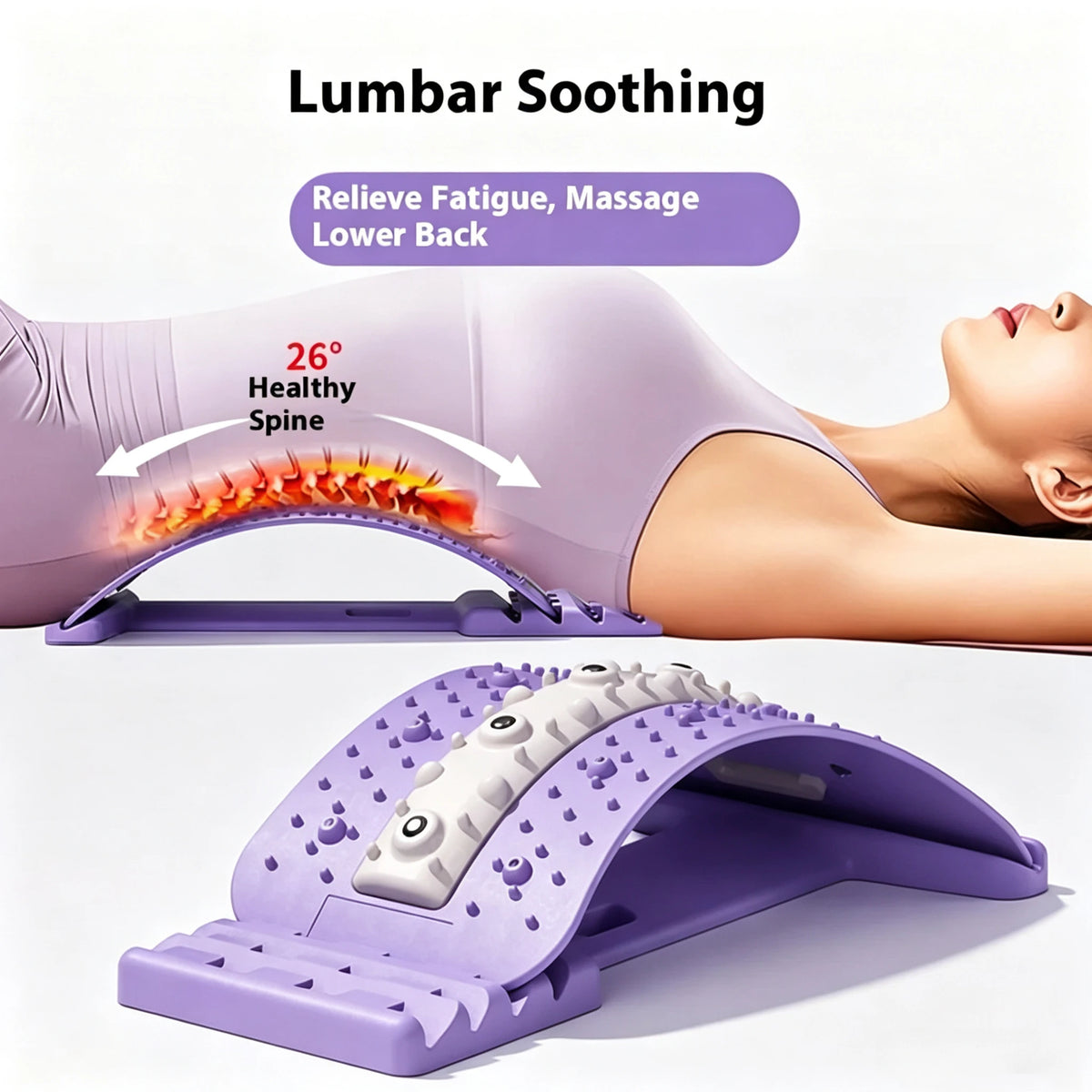 Back Stretcher Adjustable Height Massager for Waist Neck Fitness Lumbar Cervical Spine Cervical Spine Support Massager Equipment