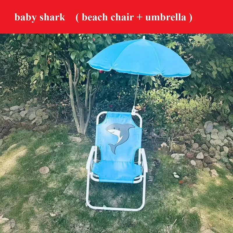 1 Set Folding Beach Chair with Umbrella Portable Outdoor Camp Chair for Lightweight Lawn Chair for Boys Summer Travel Relaxation