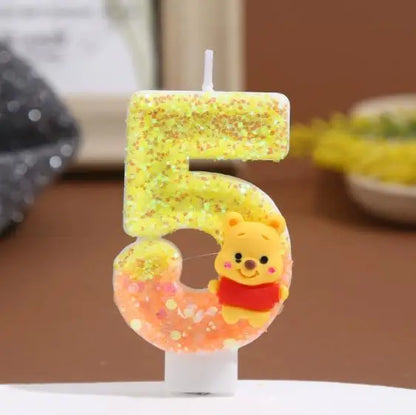 Anime 0-9 Number Candle Cute Winnie the Pooh Candle Cartoon Character Children Party Cake Plug-in Birthday Cake Decoration Gifts