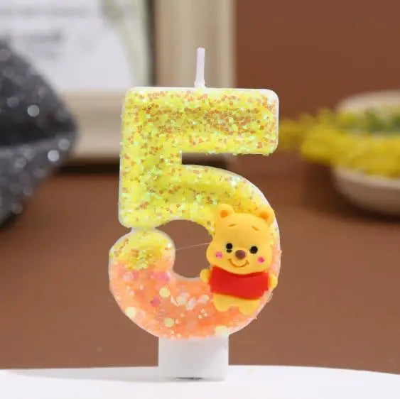 Anime 0-9 Number Candle Cute Winnie the Pooh Candle Cartoon Character Children Party Cake Plug-in Birthday Cake Decoration Gifts