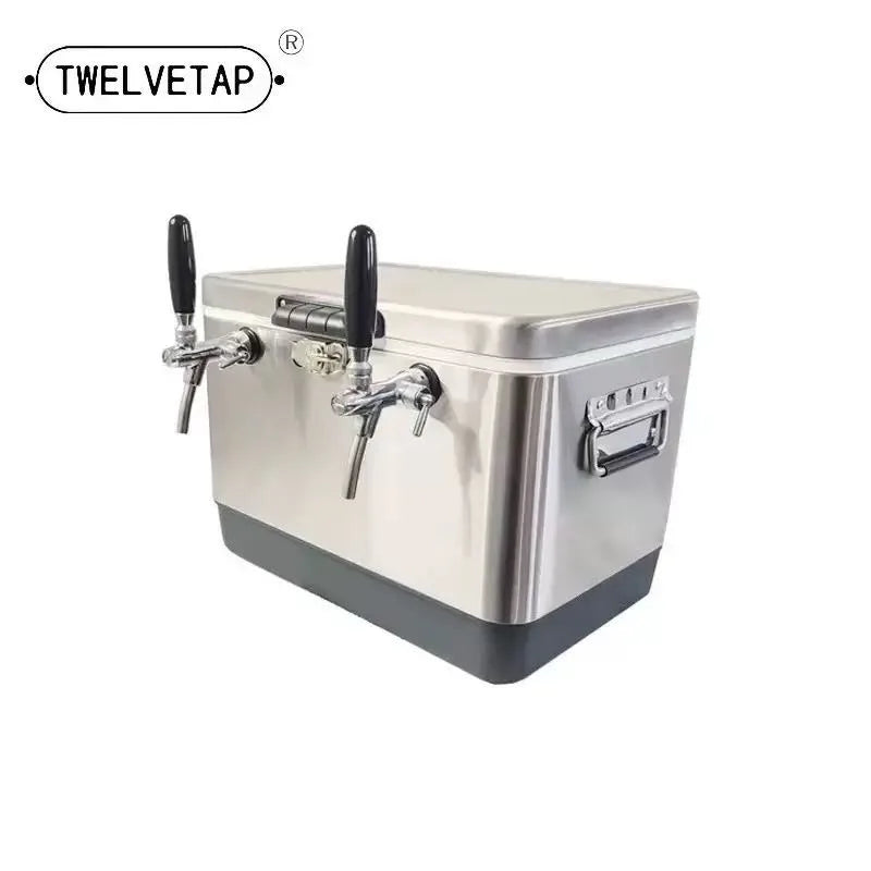 4Tap 50L Portable Jockey Box SS304 Beer Cooler Outdoor Draft Beer Dispenser Insulated Cooling Box Ice Cold 2Tap