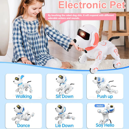 RC Robot Dog Electronic Stunt Pet Interactive Touch Programmable Smart Walking Dancing Kids Birthday Gift for Kids Boys Girls