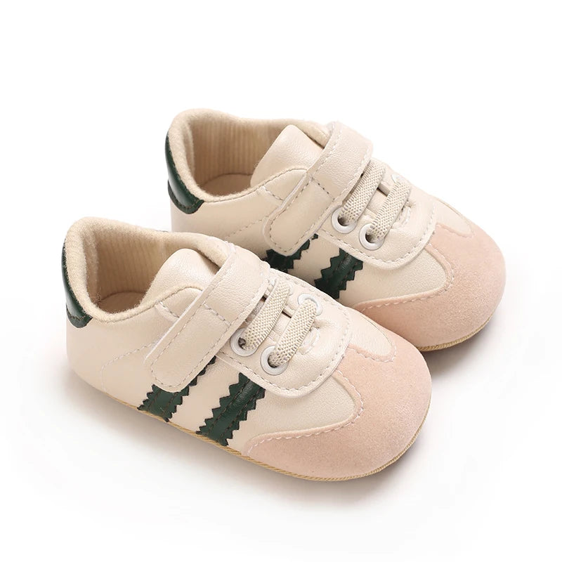Infant Pre-Walker Shoes Baby Shoes 0-1Year Striped Casual Sports Shoes Rubber Sole for Boys Girls Spring Autumn