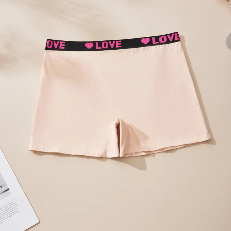 1PC FARDLY New Arrival Women's Plus Size Comfortable Heart-Print Waistband Boxer Briefs Women's Underwear Cotton High Stretch