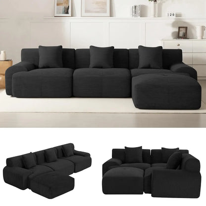 107" Cloud Modular Sectional Couch,Boneless Sofa with Ottman,L-Shape Upholstered Sofas with Deep Seat,Modern Cozy, Custom