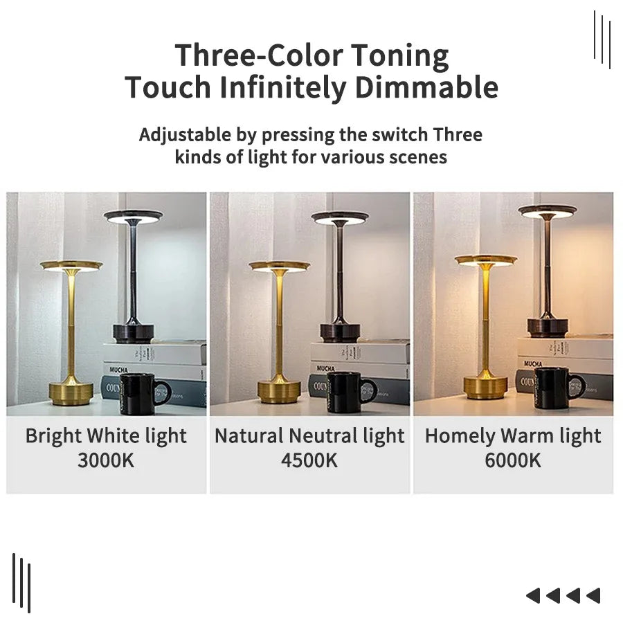 Wireless Table Lamp for Bedroom USB Rechargeable Touch Lamp Candle Creative Lamps Room Decoration Desk Lamp