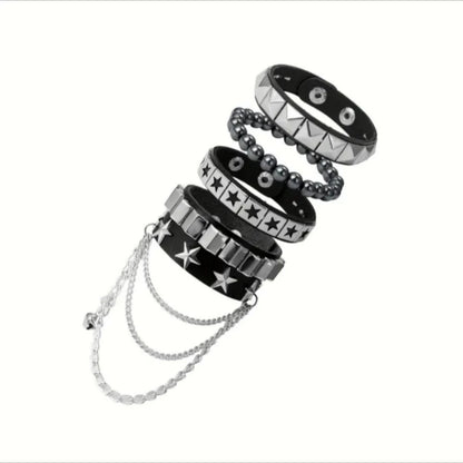 4pcs/set Gothic Punk Rock Square Rivet Bracelet Daily and Party Gothic