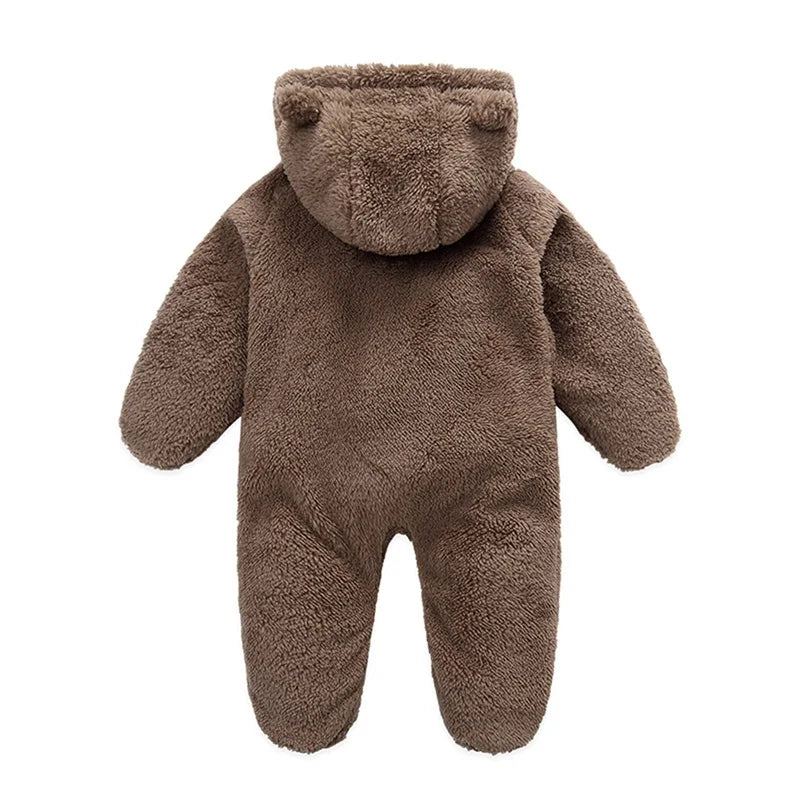 Pudcoco Infant Baby Jumpsuit Long Sleeve Hooded Zipper Closure Winter Romper Clothes for Boys Girls 0-12M