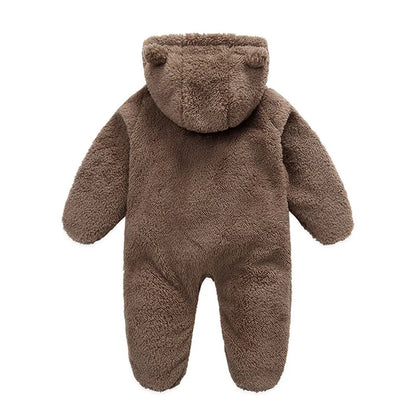 Pudcoco Infant Baby Jumpsuit Long Sleeve Hooded Zipper Closure Winter Romper Clothes for Boys Girls 0-12M