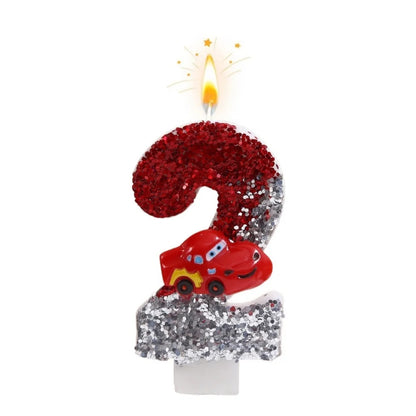 New 0-9 Number Birthday Candles Original Two-tone Sports Car Birthday Cake Digital Party Anniversary Candle Decoration