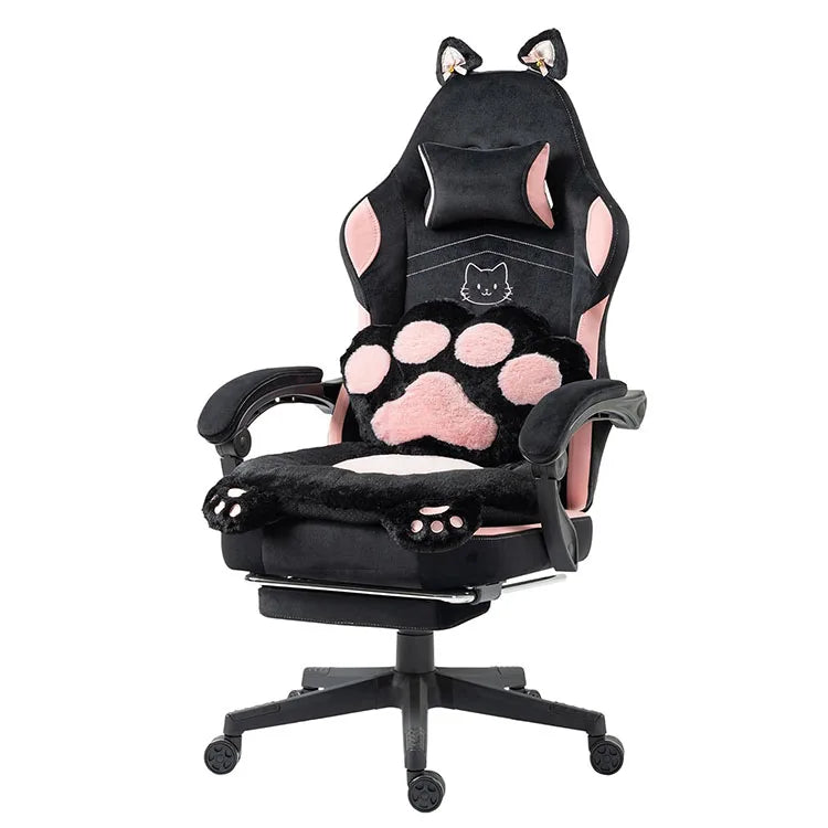Gaming Chair for Adults Ergonomic Reclining Computer Chair with Lumbar Support and Headrest RGB LED Lights Cat Ears Design