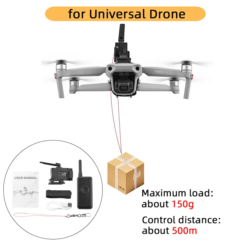 Drop System for DJI Mavic 3/Pro/2 Pro Zoom/AIR 2/Mini 2/Mini 3/3 Pro Drone Airdrop System Ring Gift Deliver Life Rescue Thrower