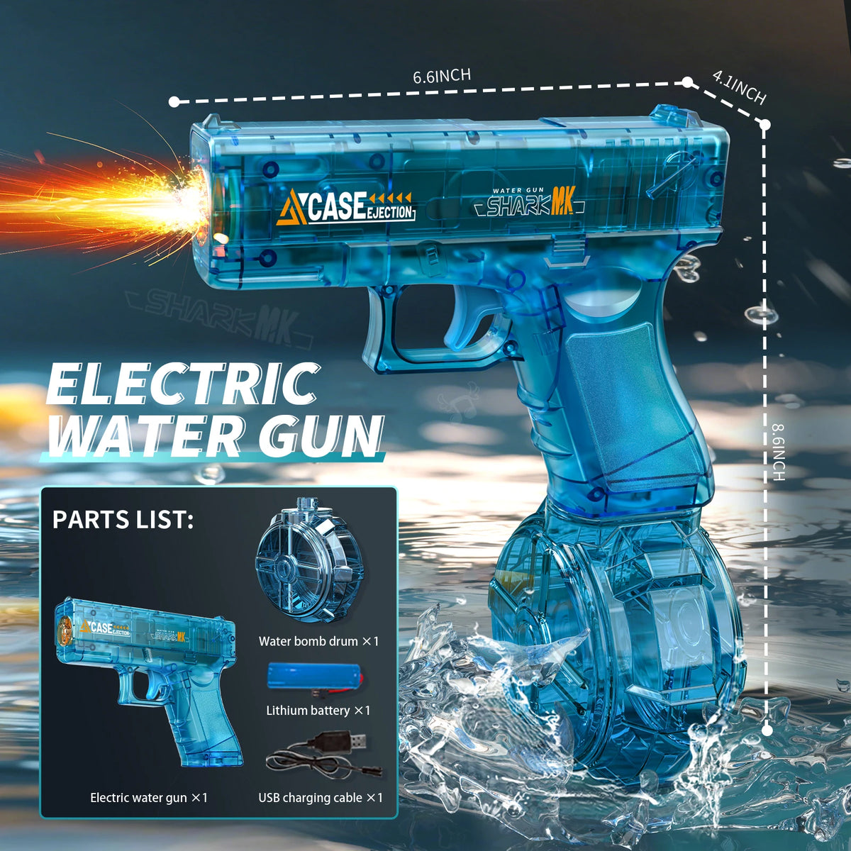 Electric Water Gun Toy Rechargeable Long Range Water Blaster for Beach Pool Backyard Battles Adults Kids Summer Toy Birthday