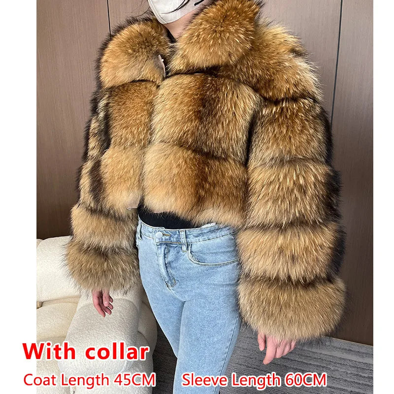 2026 Maomaokong Super Hot Winter Women Luxury Thick Real Raccoon Fur Coat Natural Fox Fur Jacket Plus Size Jackets Female Vest