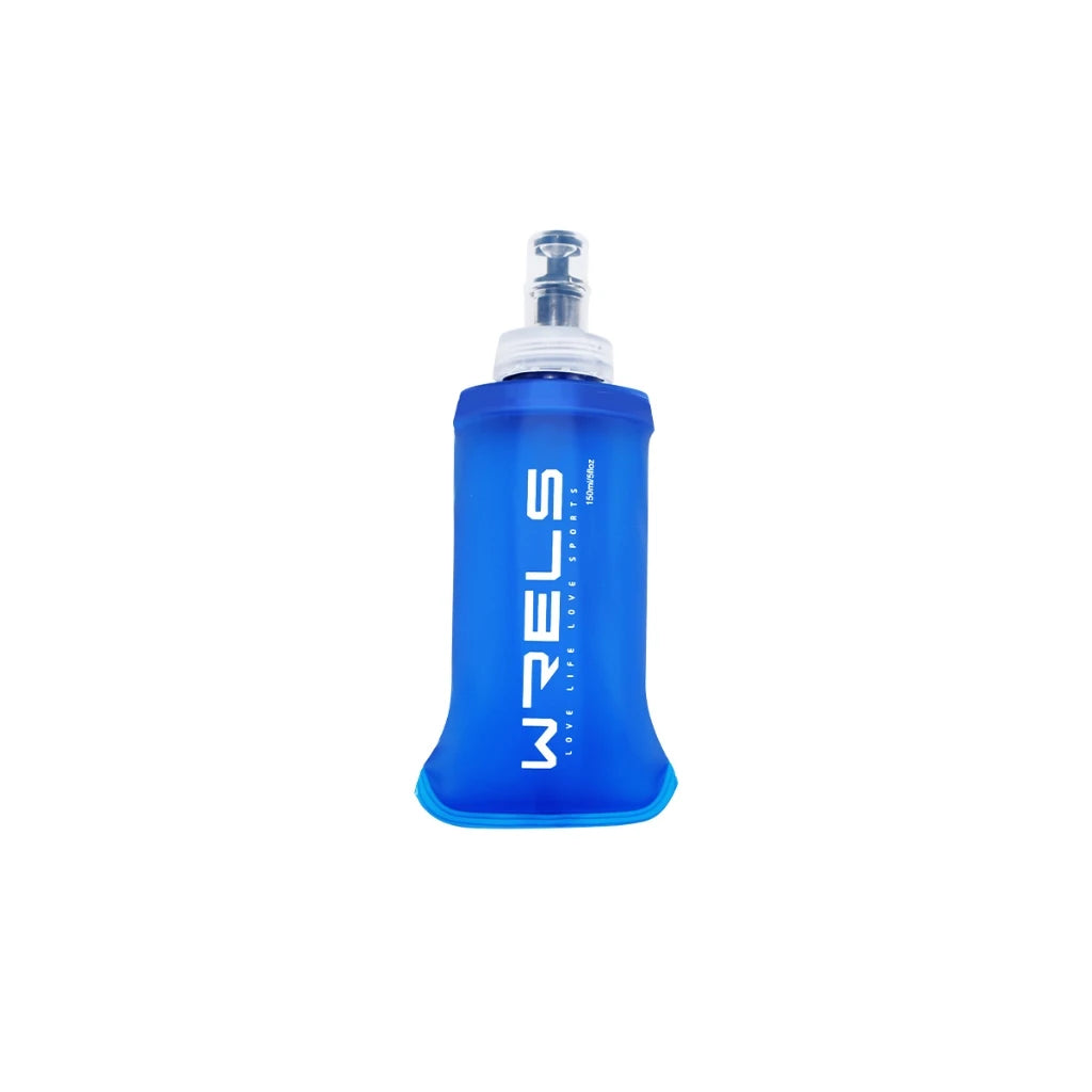 WRELS Foldable Silicone Water Bottle Outdoors Traveling Sport Running Cycling Kettle Water Bottle BPA Free 500ml With Straw
