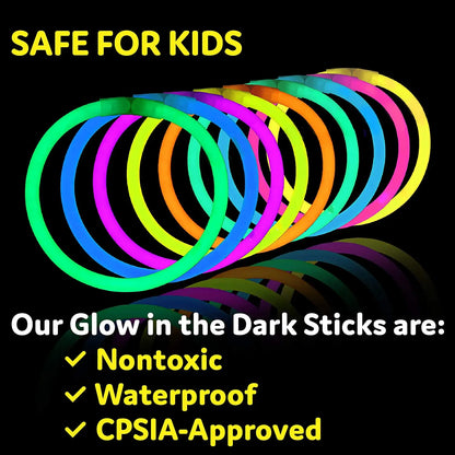 100PCS Party Glow Sticks Glow in the Dark Light Up Sticks Party Favors Glow Decorations Glow Necklaces Bracelets with Connectors
