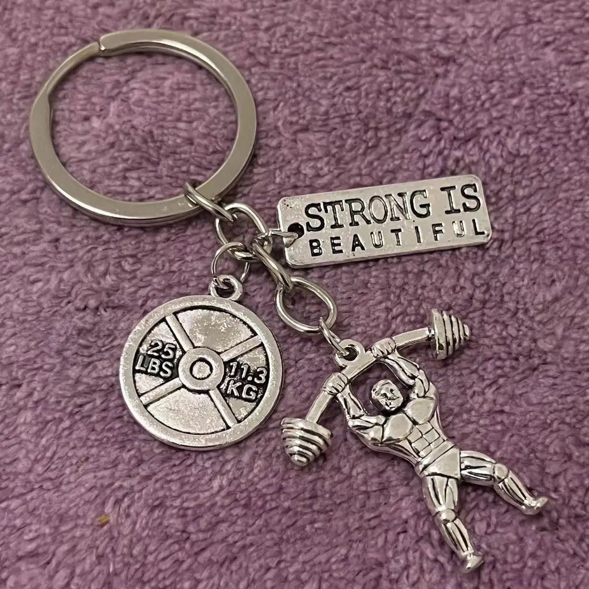 Barbell, Dumbbell, Kettlebell, Fitness Motivational Keychain, Gym Gift