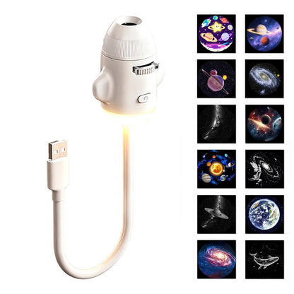 2-in-1 Rocket Galaxy Projection Light Adjustable Focus Ambient Star Projector Lights Car Projection Lamp Space Moon Night Light