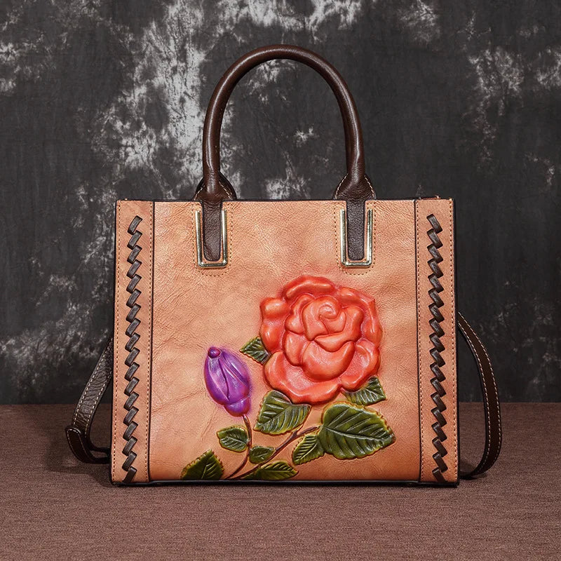 Ladies' Handbag Crossbody Single Shoulder Simple Retro Women's Top Layer Cowhide Hand Polished European And American