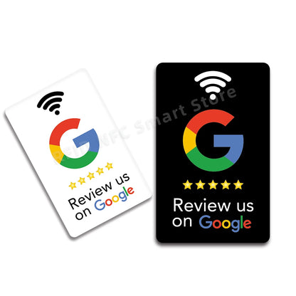 nfc tag 13.56Mhz Programmable Google Review Card NFC station table NFC Google Reviews display bending card standing bracket