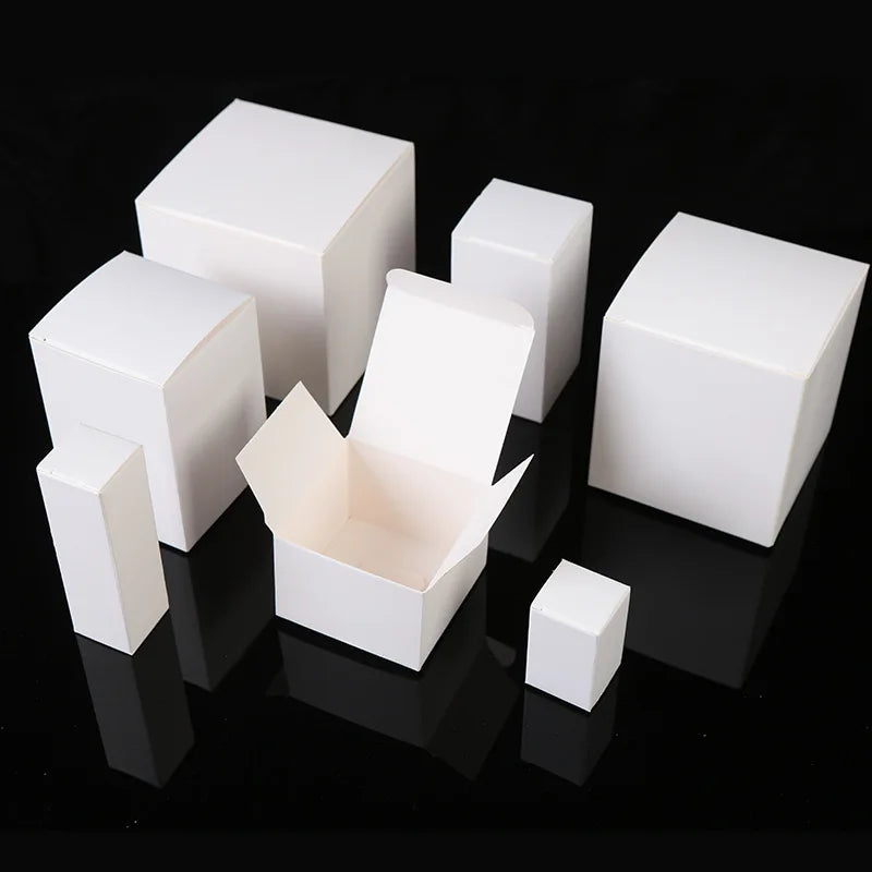 50Pcs white Packaging Folding Boxes 4-36cm Rectangular Carton Packaging Box For Essential Candle Gift Oil Bottle Package