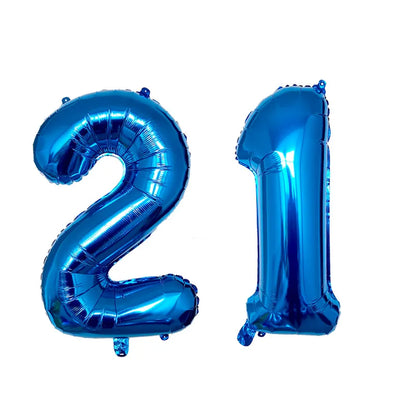2Pcs 32 Inch Gold Silver Black Blue Red Helium Foil Number Balloon 16 17 18 19 20 21 Happy Birthday Party Decoration Supplies