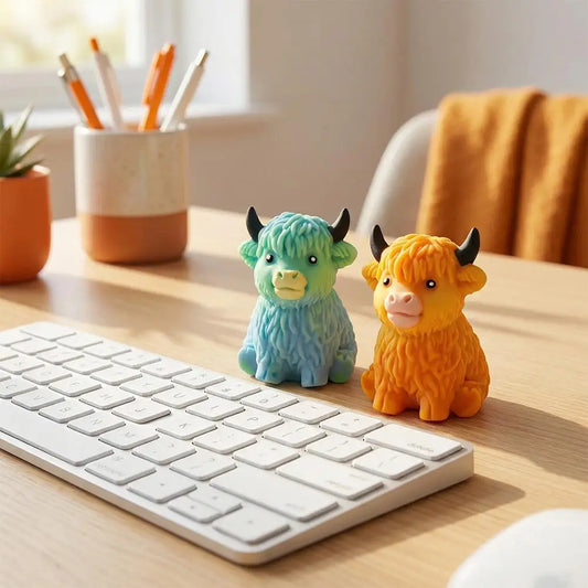 Highland Cow Squishy Toy Slow Rising Stress Relief Fidget Ball Cute Stuffed Animal Squeeze Toy for Kids Adults Birthday Gift
