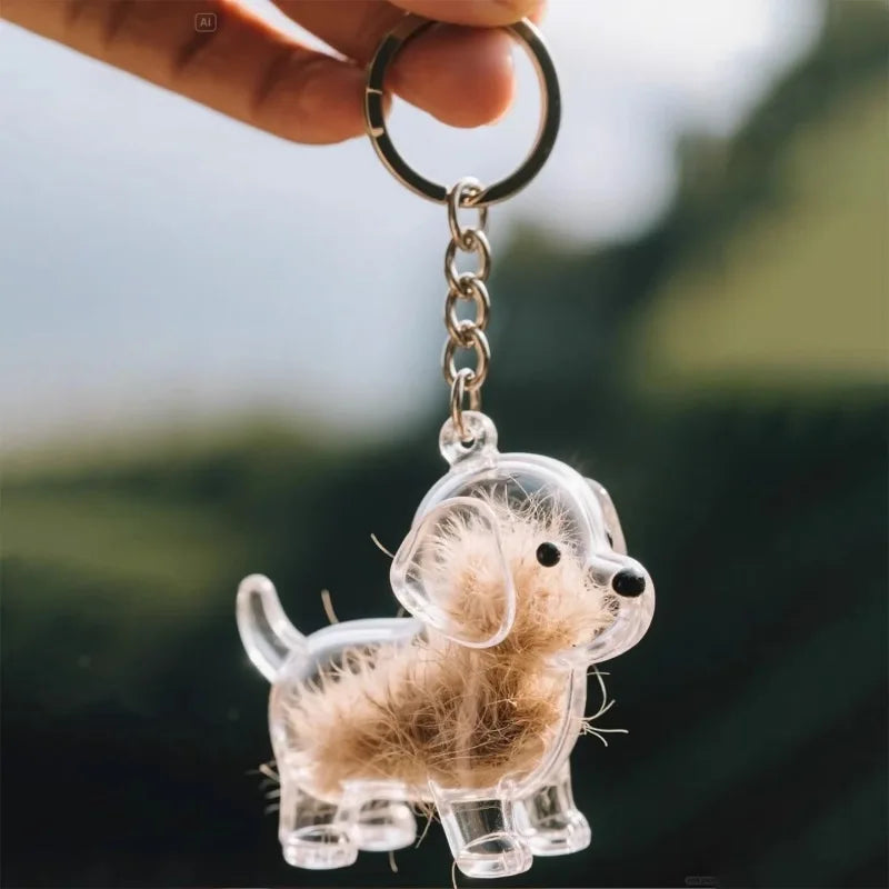 Animal Zinc Alloy 3D Pet Keychain Charm | DIY Dog Hair Storage Pendant | Bag & Keyring Accessory