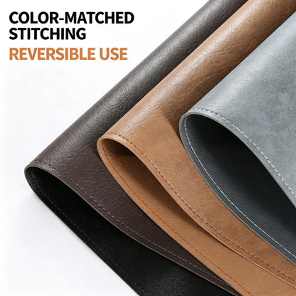 Double-sided Two-tone PU Desk Mat, Reversible Waterproof Oil-proof Leather Pad for Laptop & Mouse